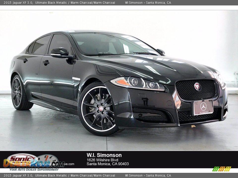 2015 Jaguar XF 3.0 Ultimate Black Metallic / Warm Charcoal/Warm Charcoal Photo #1