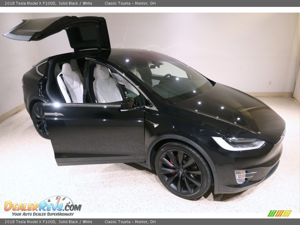2018 Tesla Model X P100D Solid Black / White Photo #2