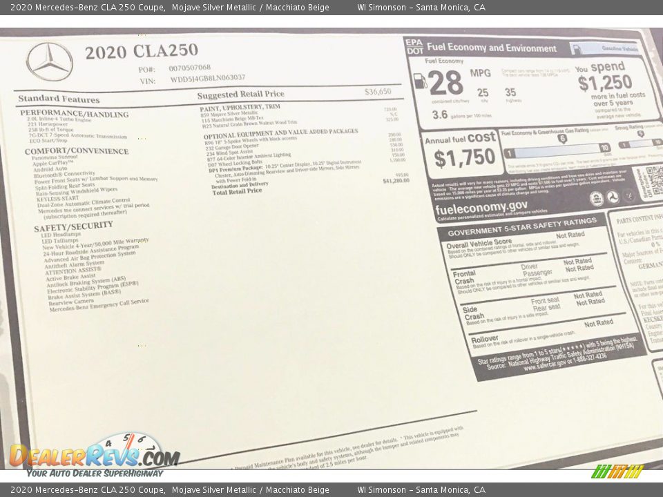 2020 Mercedes-Benz CLA 250 Coupe Mojave Silver Metallic / Macchiato Beige Photo #10