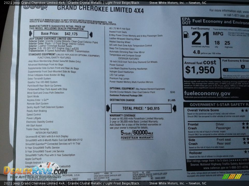 2021 Jeep Grand Cherokee Limited 4x4 Granite Crystal Metallic / Light Frost Beige/Black Photo #31