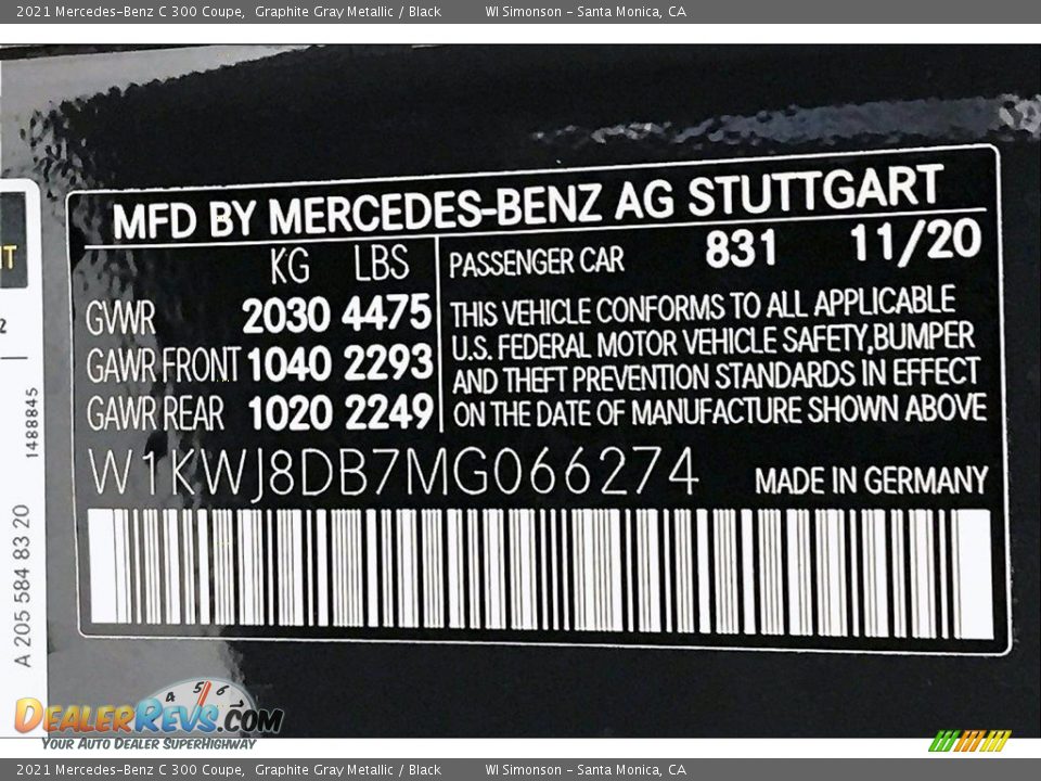 2021 Mercedes-Benz C 300 Coupe Graphite Gray Metallic / Black Photo #10
