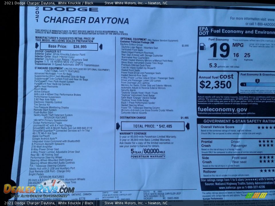 2021 Dodge Charger Daytona White Knuckle / Black Photo #27