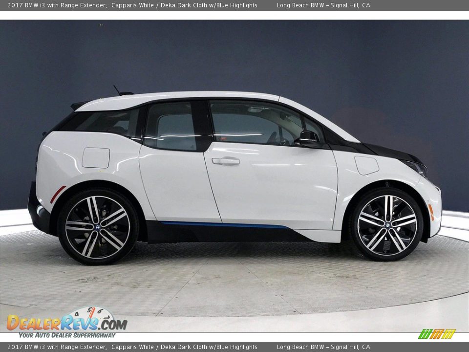 2017 BMW i3 with Range Extender Capparis White / Deka Dark Cloth w/Blue Highlights Photo #14