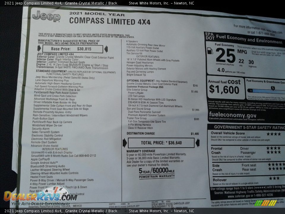 2021 Jeep Compass Limited 4x4 Granite Crystal Metallic / Black Photo #30