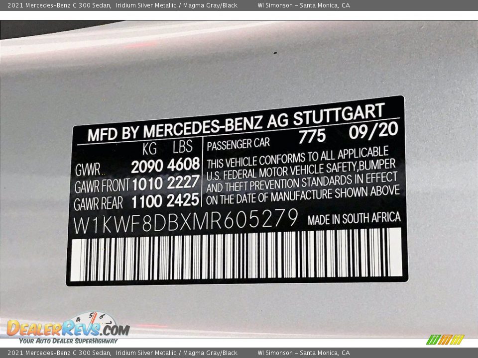 2021 Mercedes-Benz C 300 Sedan Iridium Silver Metallic / Magma Gray/Black Photo #10