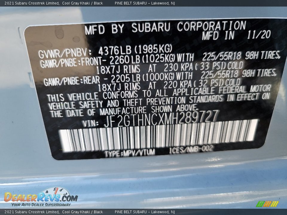 2021 Subaru Crosstrek Limited Cool Gray Khaki / Black Photo #14