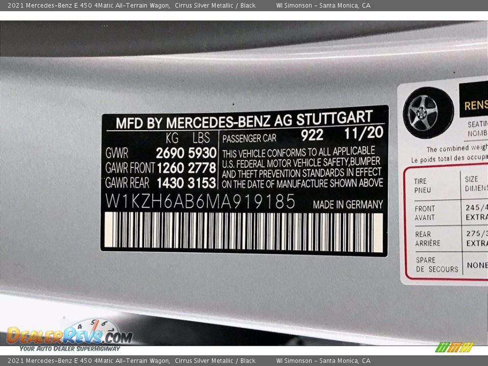 2021 Mercedes-Benz E 450 4Matic All-Terrain Wagon Cirrus Silver Metallic / Black Photo #10