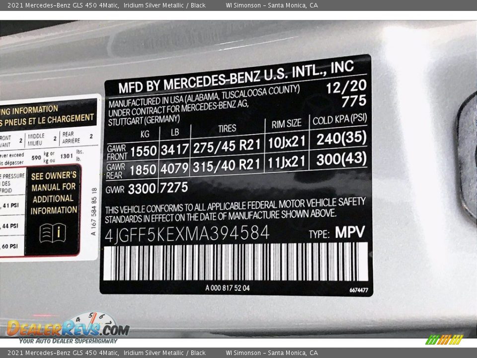 2021 Mercedes-Benz GLS 450 4Matic Iridium Silver Metallic / Black Photo #10