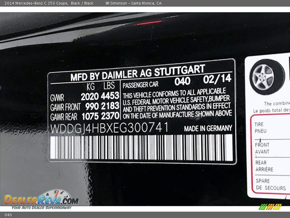 Mercedes-Benz Color Code 040 Black