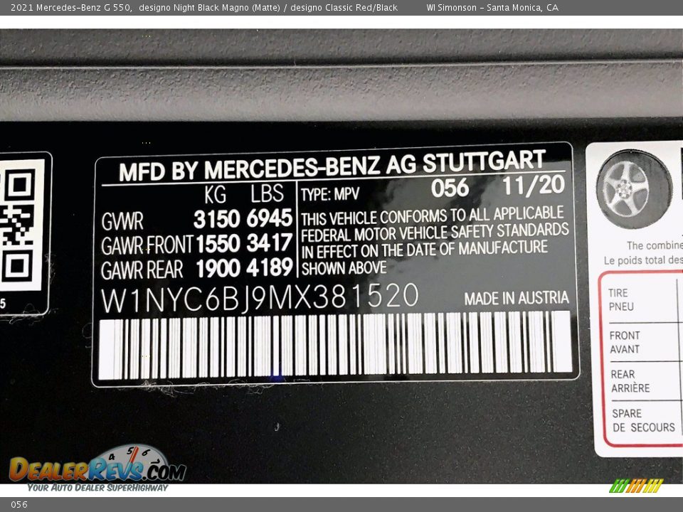 Mercedes-Benz Color Code 056 designo Night Black Magno (Matte)