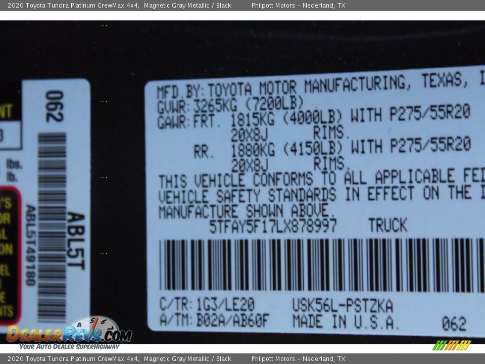2020 Toyota Tundra Platinum CrewMax 4x4 Magnetic Gray Metallic / Black Photo #28