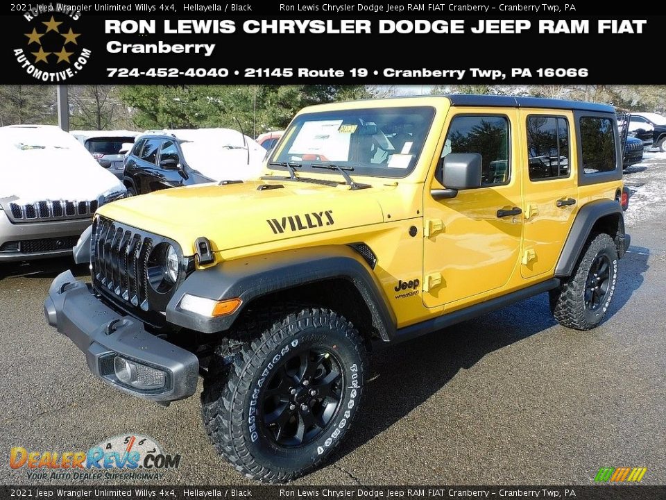 2021 Jeep Wrangler Unlimited Willys 4x4 Hellayella / Black Photo #1