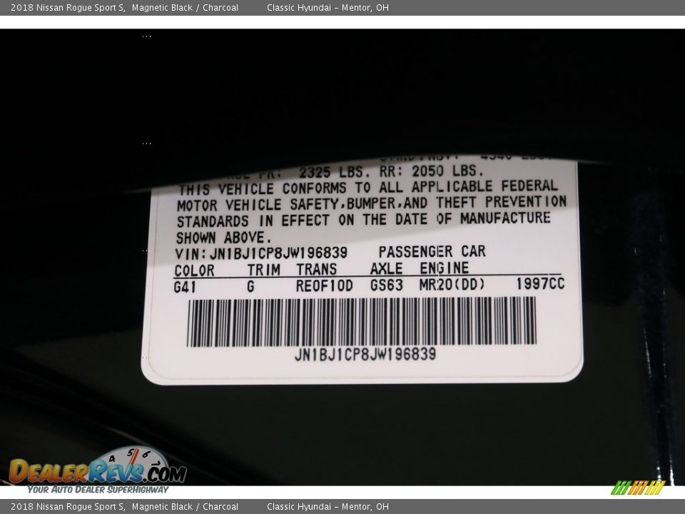 2018 Nissan Rogue Sport S Magnetic Black / Charcoal Photo #18