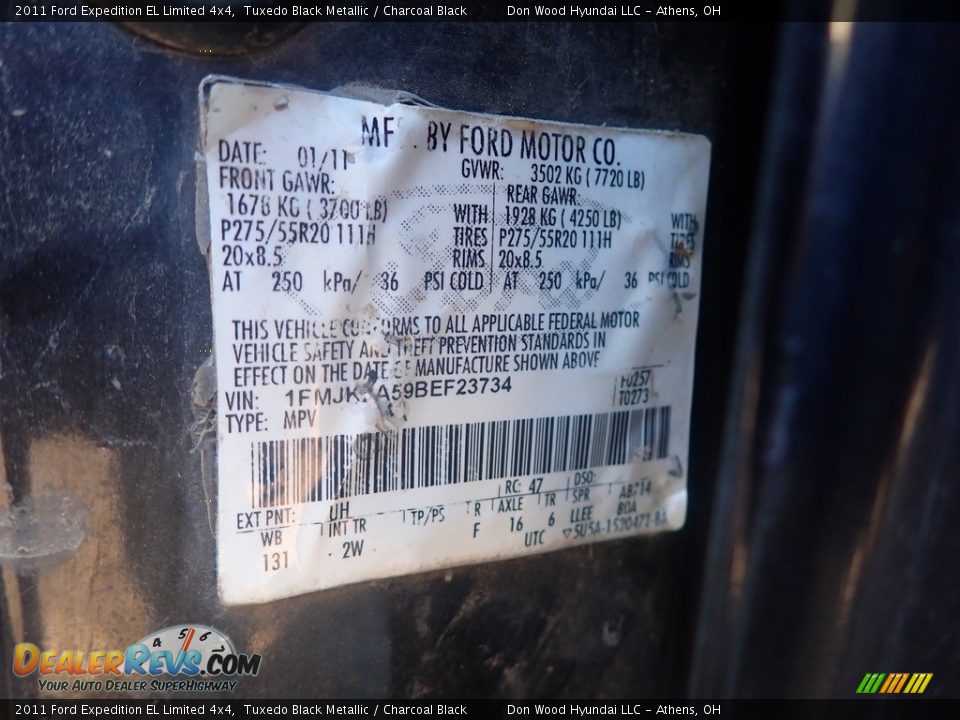 2011 Ford Expedition EL Limited 4x4 Tuxedo Black Metallic / Charcoal Black Photo #19