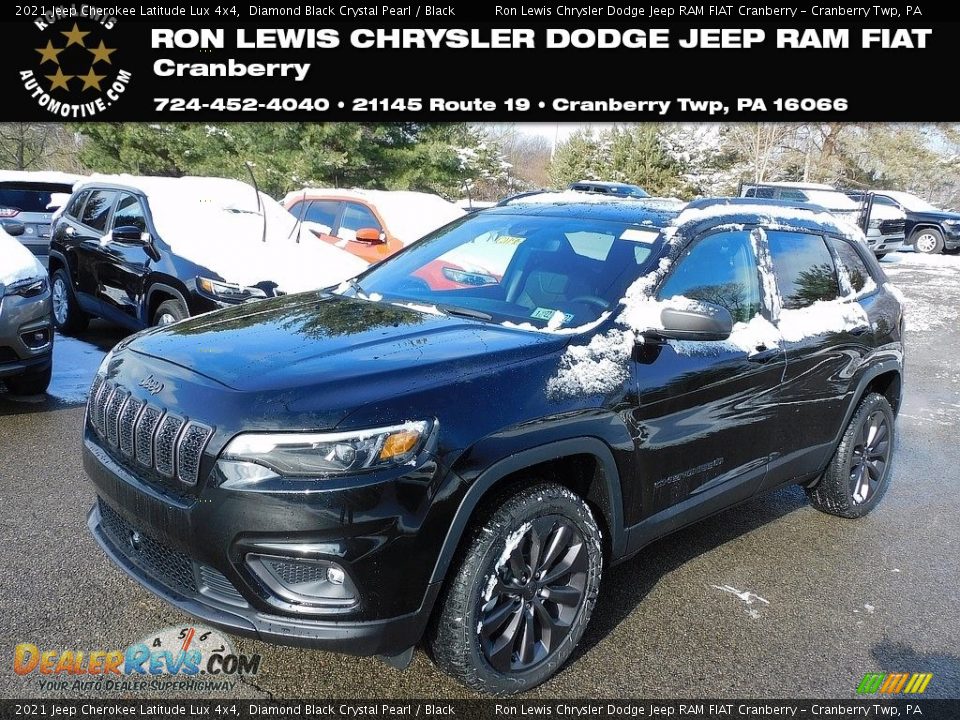 2021 Jeep Cherokee Latitude Lux 4x4 Diamond Black Crystal Pearl / Black Photo #1