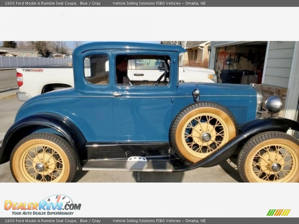 1930 Ford Model A Rumble Seat Coupe Blue / Gray Photo #3