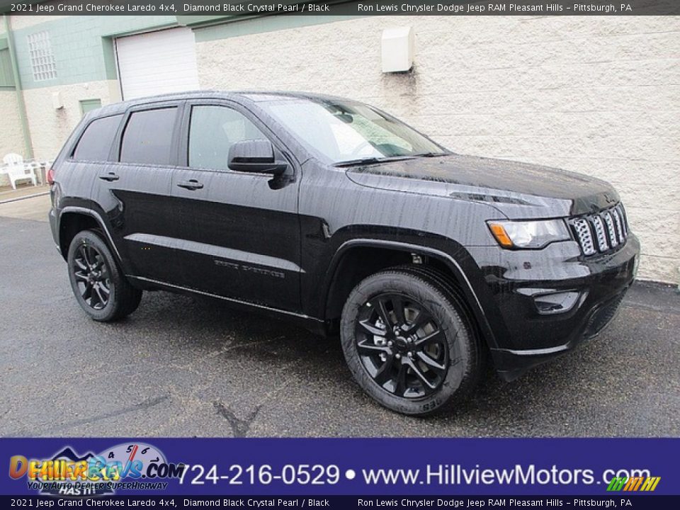 2021 Jeep Grand Cherokee Laredo 4x4 Diamond Black Crystal Pearl / Black Photo #1