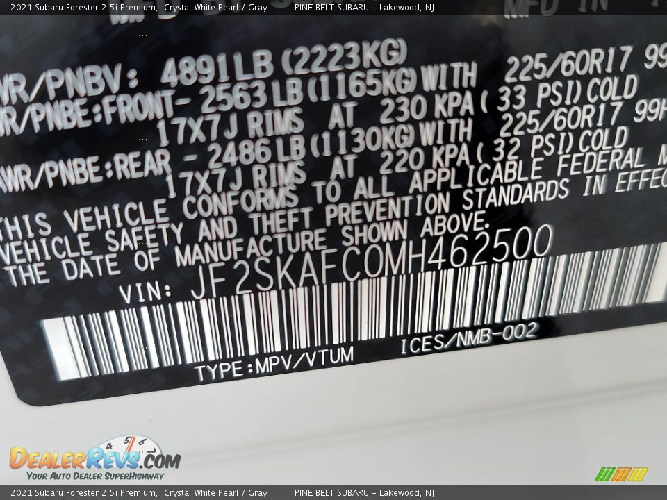 2021 Subaru Forester 2.5i Premium Crystal White Pearl / Gray Photo #15