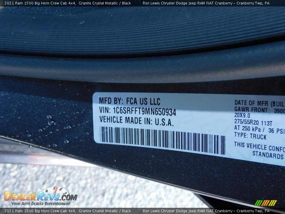 2021 Ram 1500 Big Horn Crew Cab 4x4 Granite Crystal Metallic / Black Photo #20
