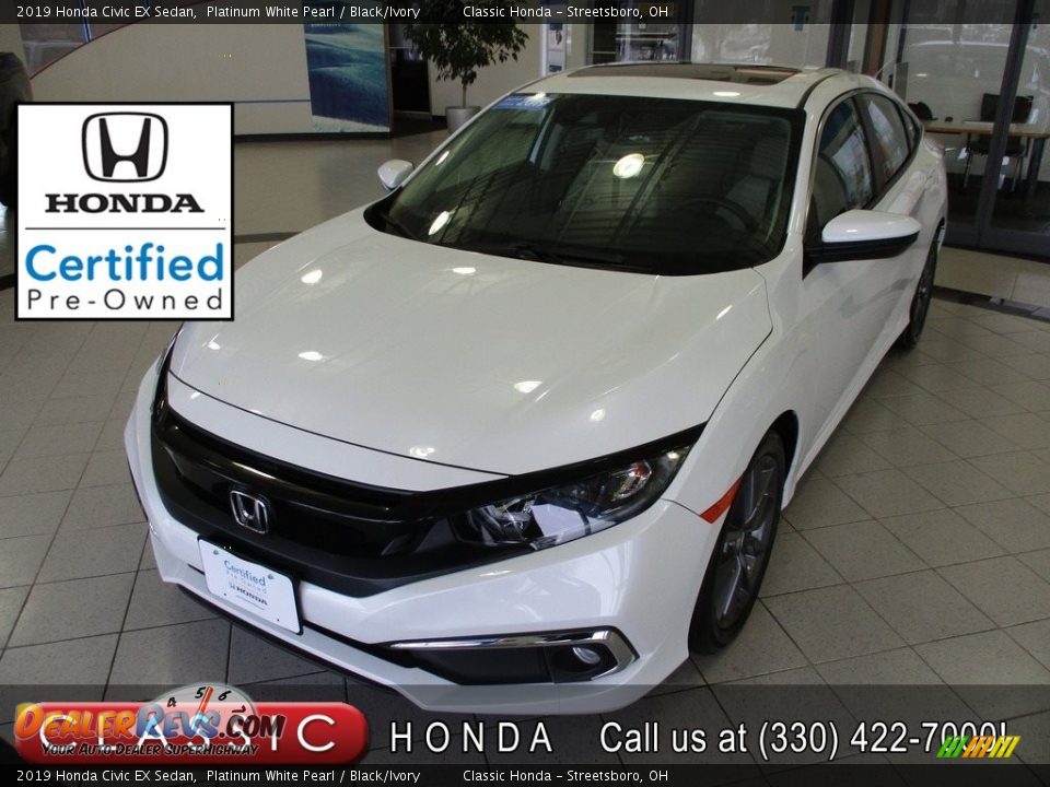 2019 Honda Civic EX Sedan Platinum White Pearl / Black/Ivory Photo #1