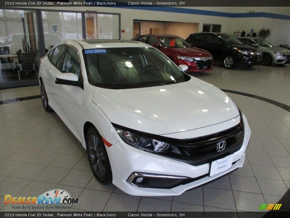 2019 Honda Civic EX Sedan Platinum White Pearl / Black/Ivory Photo #3