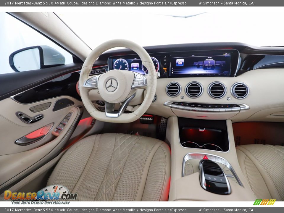 2017 Mercedes-Benz S 550 4Matic Coupe designo Diamond White Metallic / designo Porcelain/Espresso Photo #26