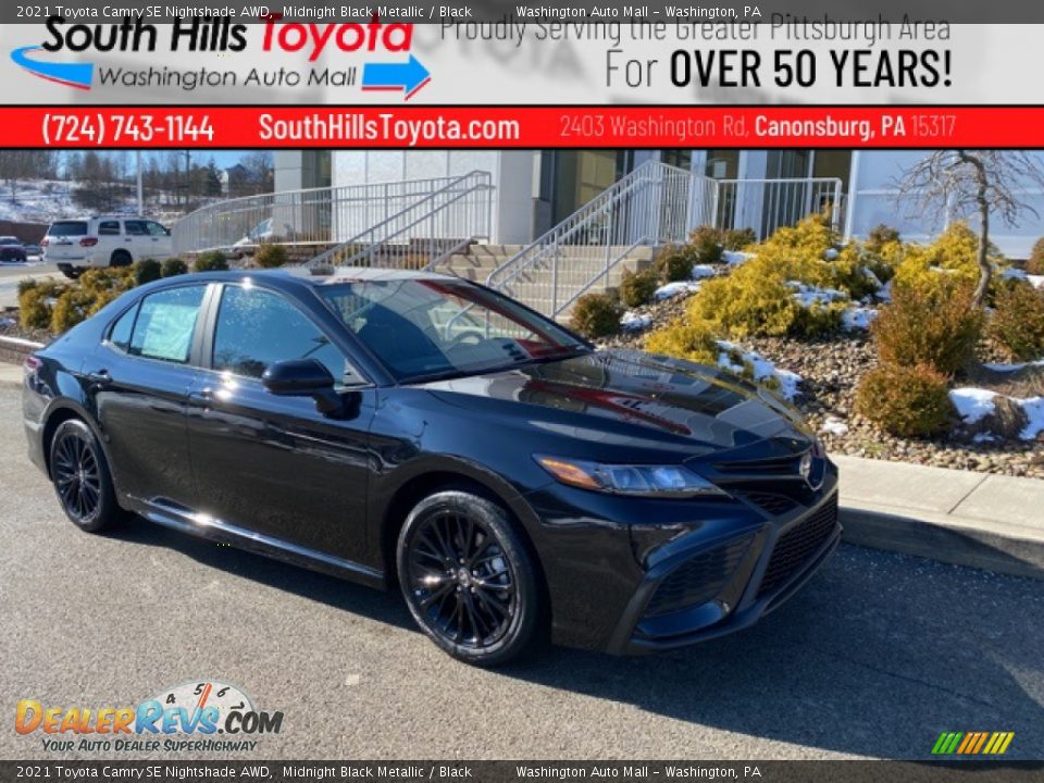 2021 Toyota Camry SE Nightshade AWD Midnight Black Metallic / Black Photo #1