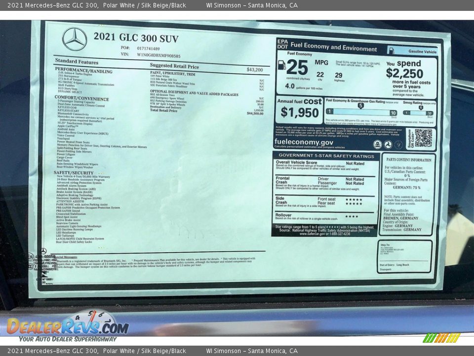 2021 Mercedes-Benz GLC 300 Polar White / Silk Beige/Black Photo #11