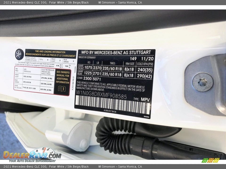 2021 Mercedes-Benz GLC 300 Polar White / Silk Beige/Black Photo #12