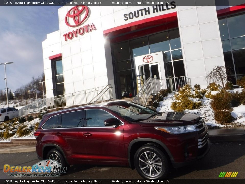 2018 Toyota Highlander XLE AWD Ooh La La Rouge Mica / Black Photo #2