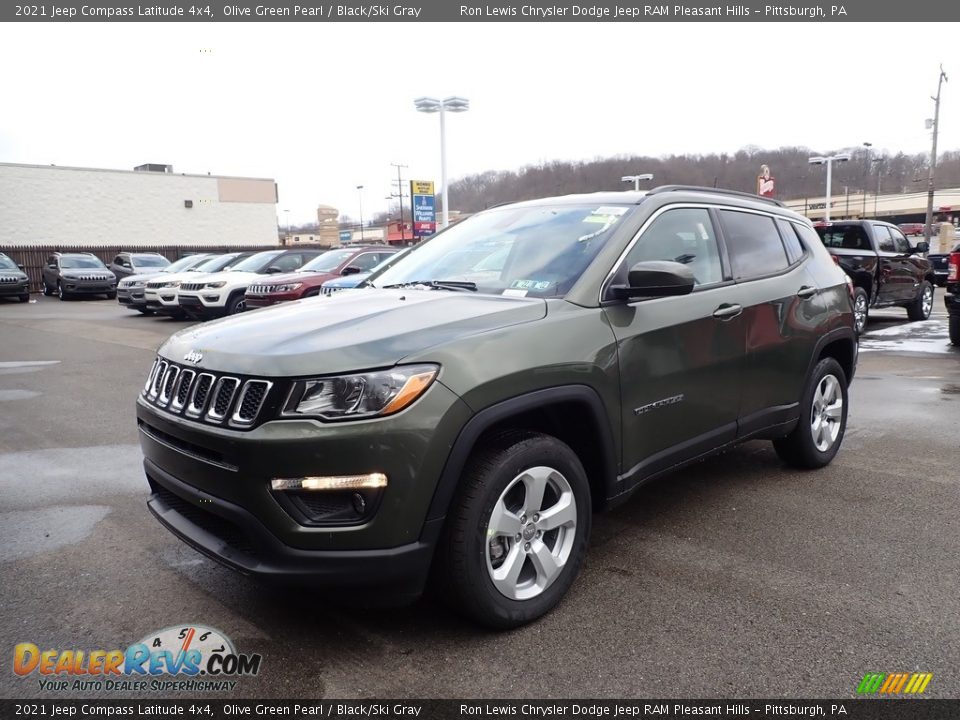 2021 Jeep Compass Latitude 4x4 Olive Green Pearl / Black/Ski Gray Photo #1