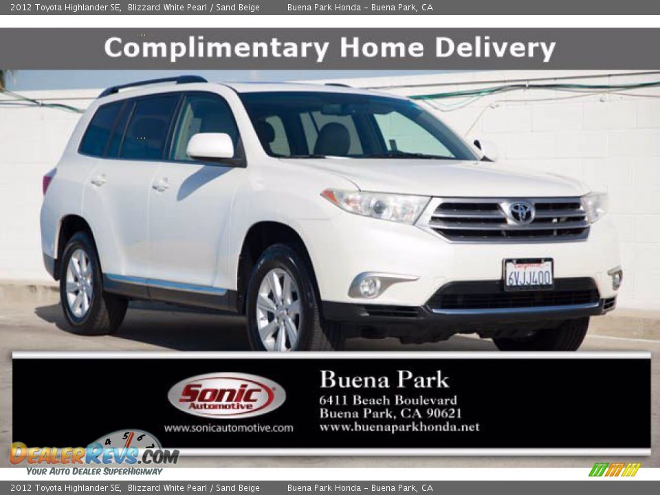 2012 Toyota Highlander SE Blizzard White Pearl / Sand Beige Photo #1