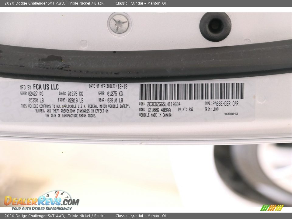 2020 Dodge Challenger SXT AWD Triple Nickel / Black Photo #22