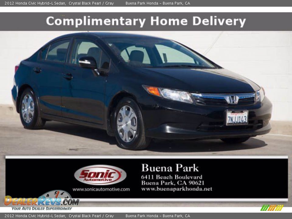 2012 Honda Civic Hybrid-L Sedan Crystal Black Pearl / Gray Photo #1