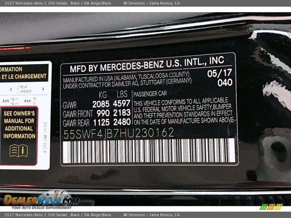 2017 Mercedes-Benz C 300 Sedan Black / Silk Beige/Black Photo #33
