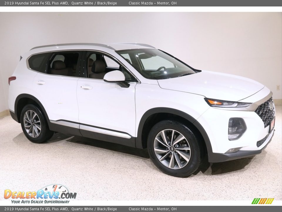 2019 Hyundai Santa Fe SEL Plus AWD Quartz White / Black/Beige Photo #1