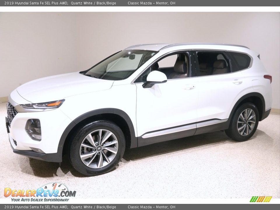 2019 Hyundai Santa Fe SEL Plus AWD Quartz White / Black/Beige Photo #3