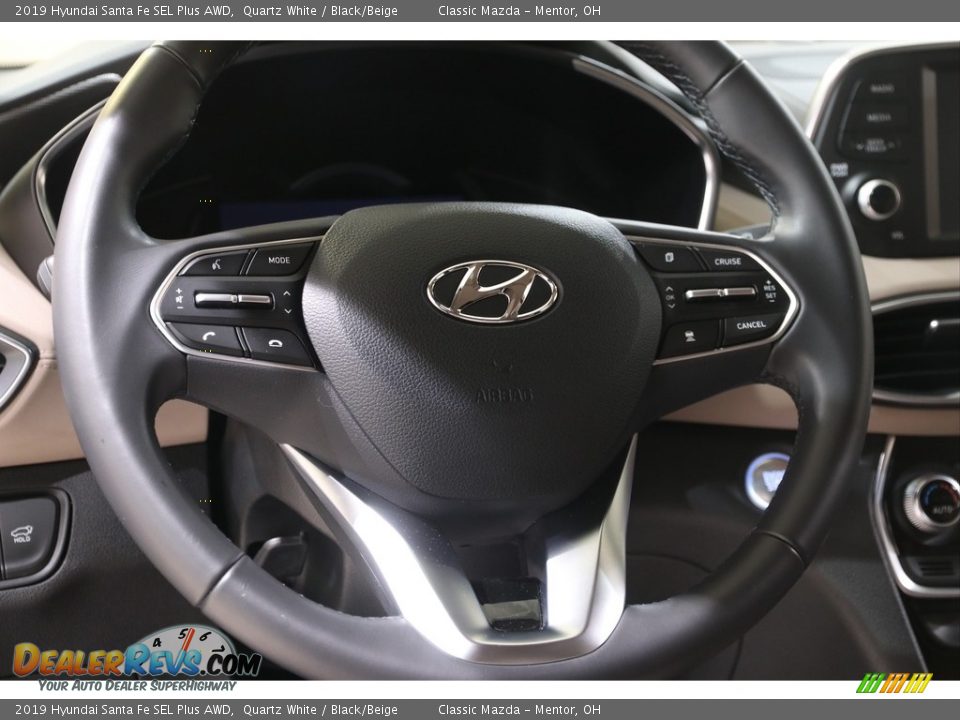 2019 Hyundai Santa Fe SEL Plus AWD Quartz White / Black/Beige Photo #7
