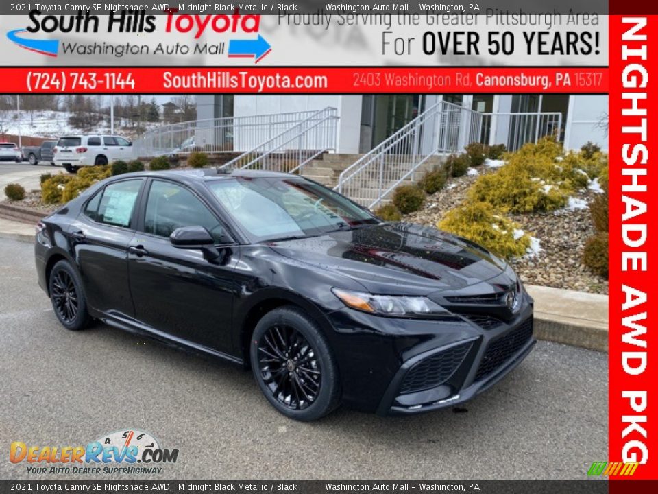 2021 Toyota Camry SE Nightshade AWD Midnight Black Metallic / Black Photo #1