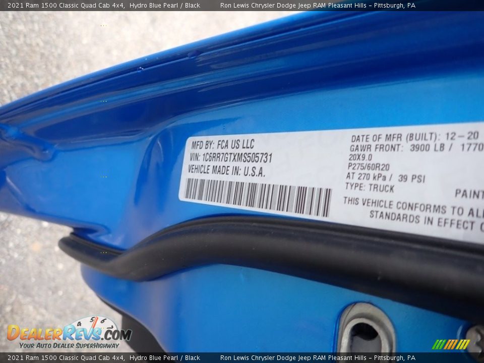 2021 Ram 1500 Classic Quad Cab 4x4 Hydro Blue Pearl / Black Photo #15