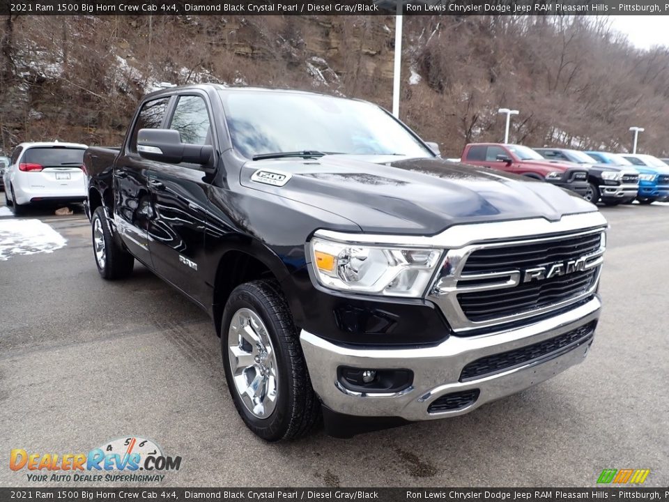 2021 Ram 1500 Big Horn Crew Cab 4x4 Diamond Black Crystal Pearl / Diesel Gray/Black Photo #8