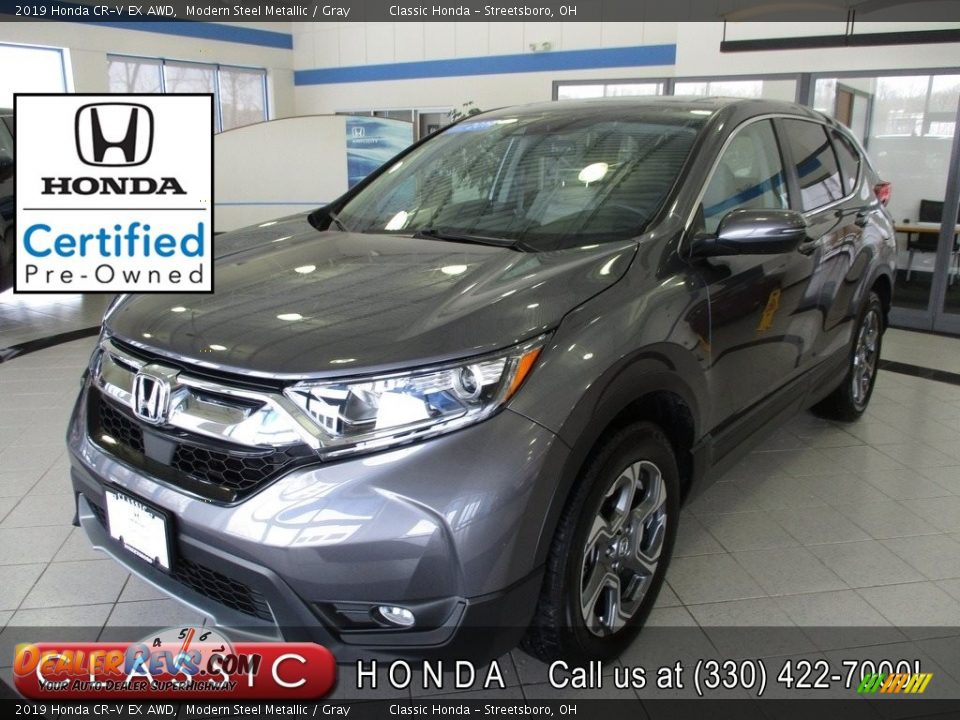 2019 Honda CR-V EX AWD Modern Steel Metallic / Gray Photo #1