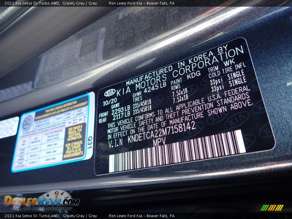 2021 Kia Seltos SX Turbo AWD Gravity Gray / Gray Photo #16