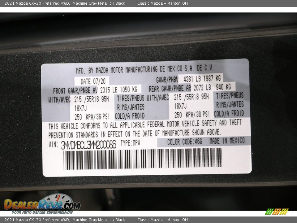 2021 Mazda CX-30 Preferred AWD Machine Gray Metallic / Black Photo #20