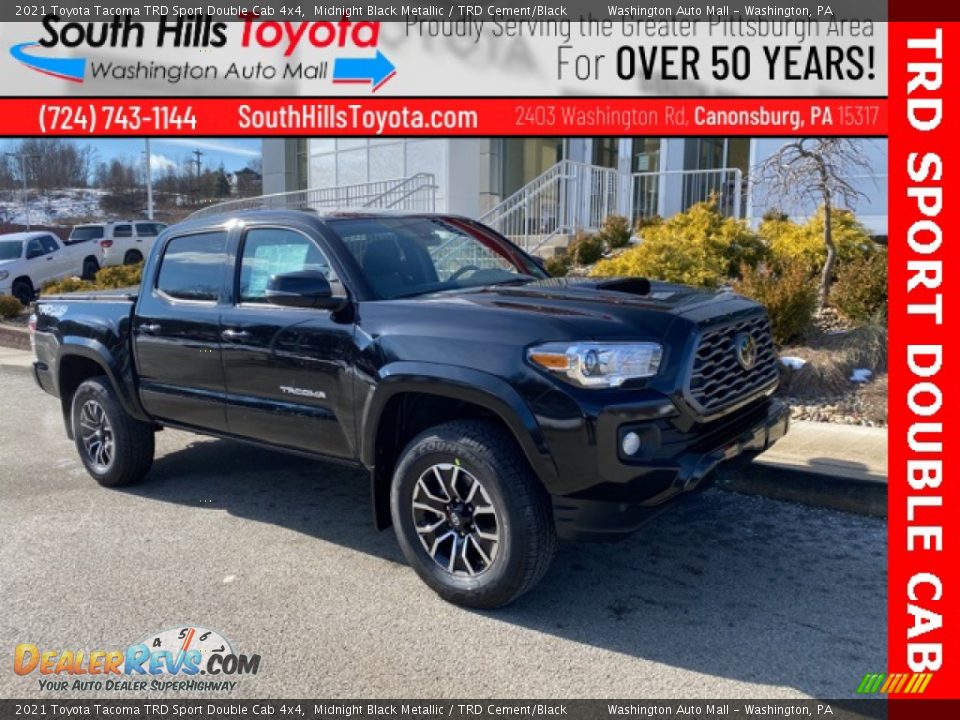 2021 Toyota Tacoma TRD Sport Double Cab 4x4 Midnight Black Metallic / TRD Cement/Black Photo #1
