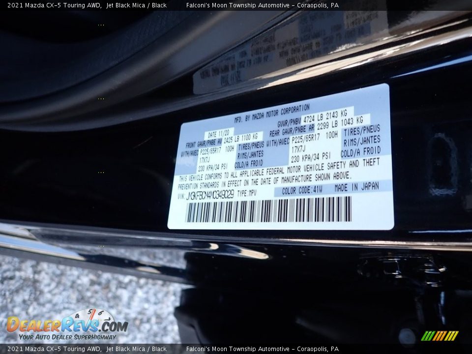 2021 Mazda CX-5 Touring AWD Jet Black Mica / Black Photo #12