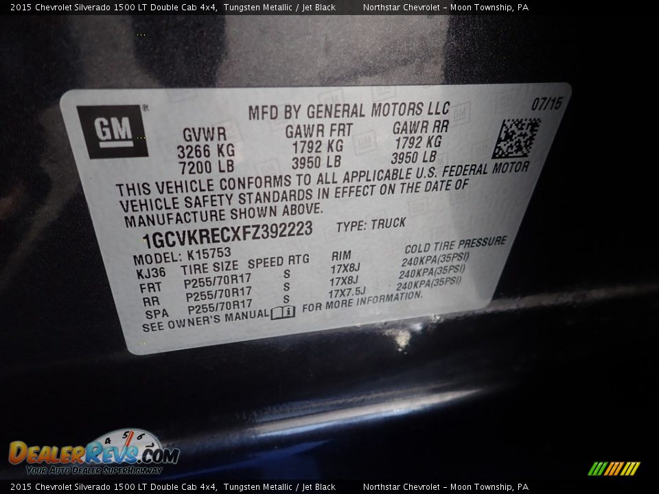 2015 Chevrolet Silverado 1500 LT Double Cab 4x4 Tungsten Metallic / Jet Black Photo #28