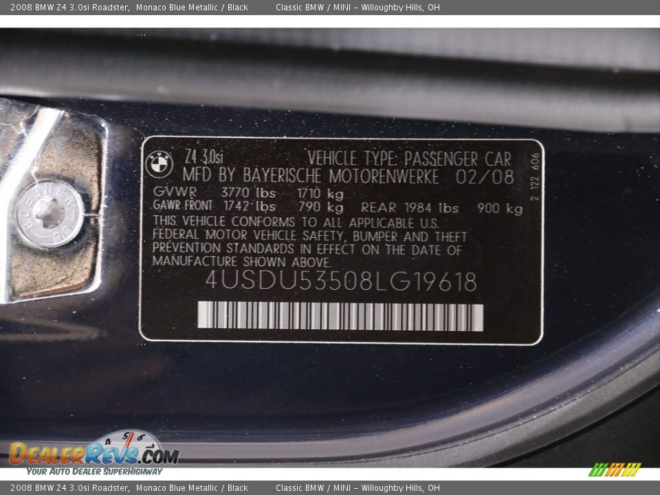 2008 BMW Z4 3.0si Roadster Monaco Blue Metallic / Black Photo #22