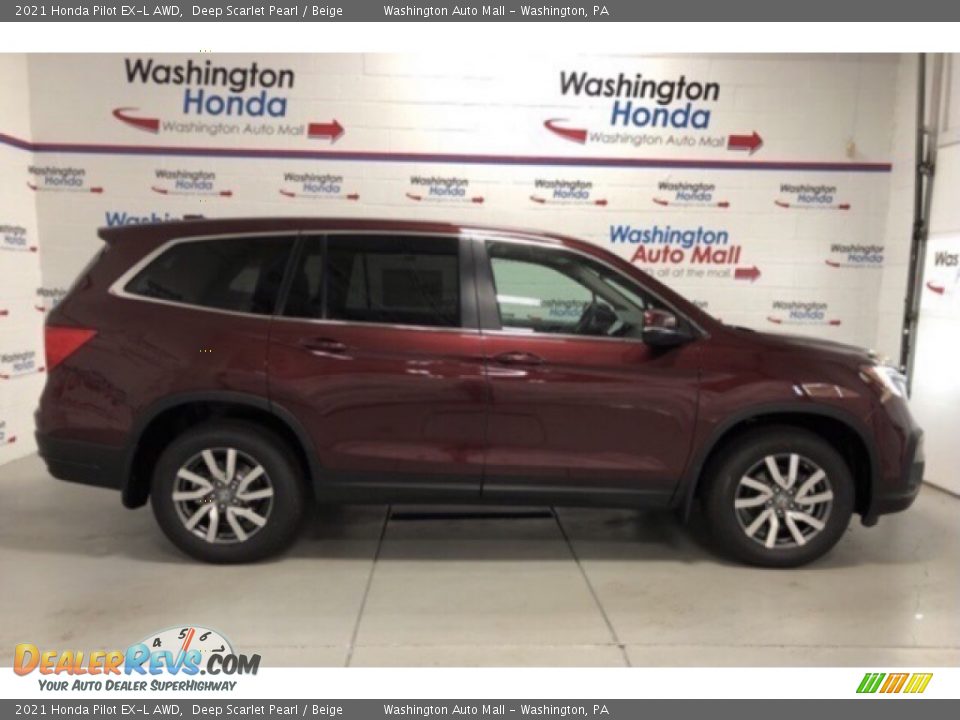 2021 Honda Pilot EX-L AWD Deep Scarlet Pearl / Beige Photo #1