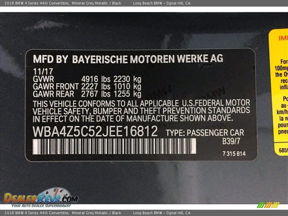 2018 BMW 4 Series 440i Convertible Mineral Grey Metallic / Black Photo #34